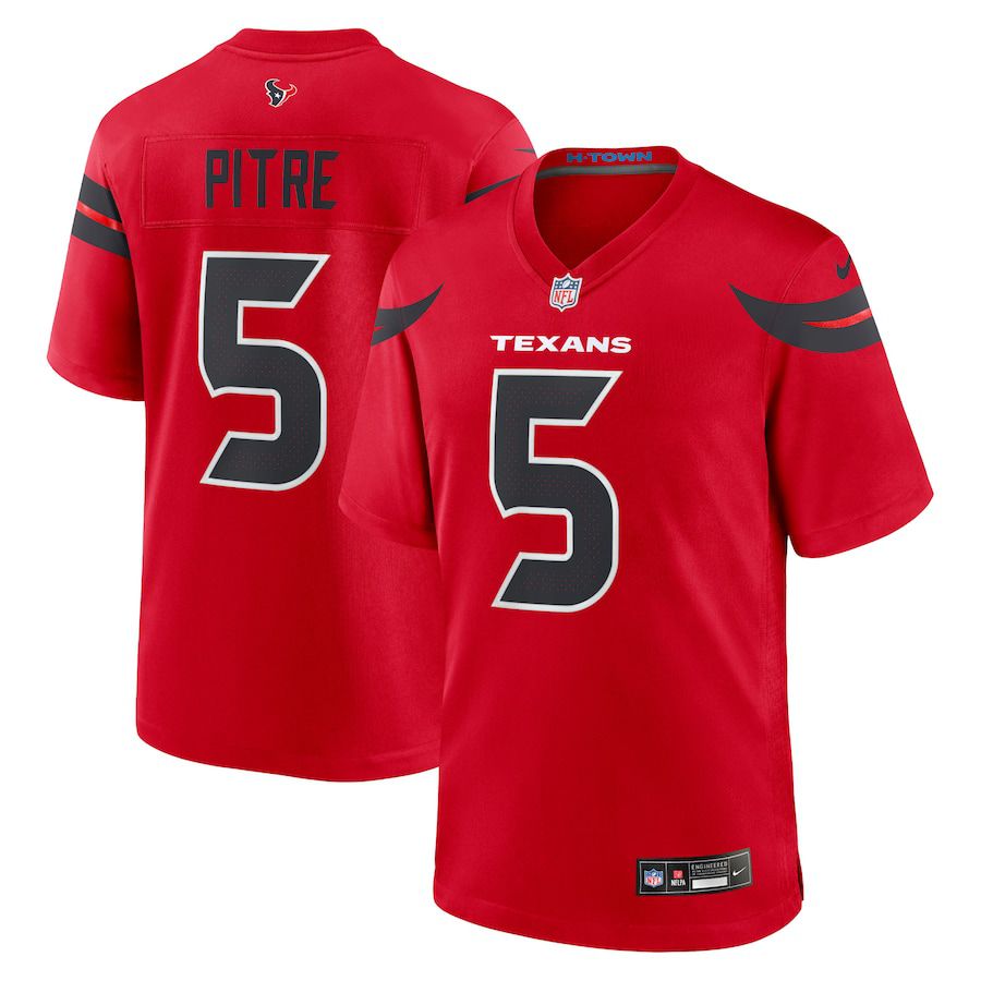 Men Houston Texans #5 Jalen Pitre Nike Red Alternate Game NFL Jersey->->NFL Jersey